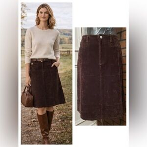 Brown A-Line Skirt Size 12 Classic Preppy Fall Suede Texture